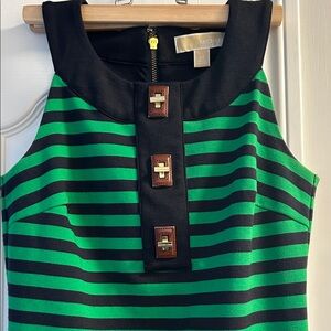 Michael Kors Black and Green Striped dress